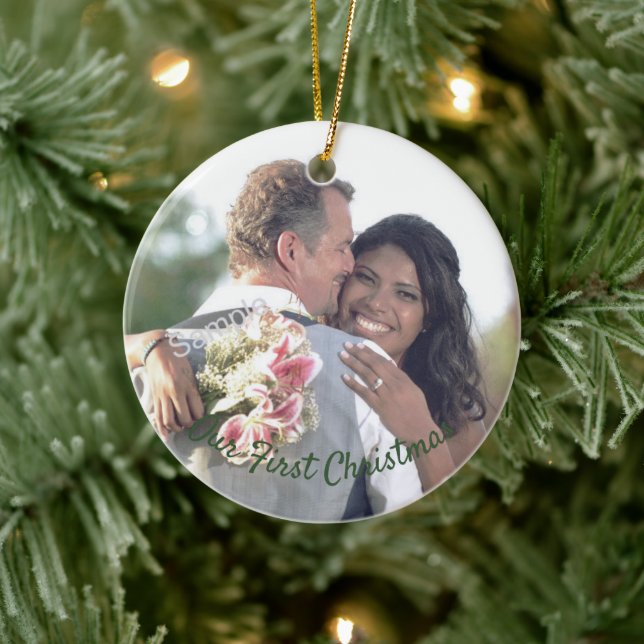 Unser erstes Weihnachtsgeschenk-Foto Keramik Ornament (Baum)