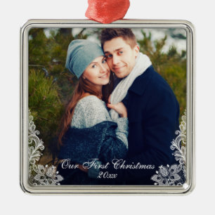 Unser erstes Weihnachtsgeschenk-Foto Silbernes Ornament