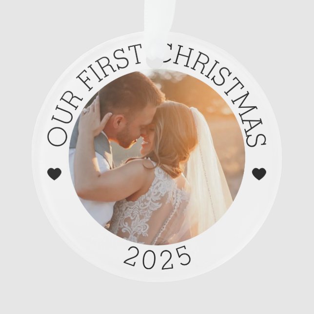 Unser erstes Weihnachtsgeschmack für Foto Ornament (Vorderseite)