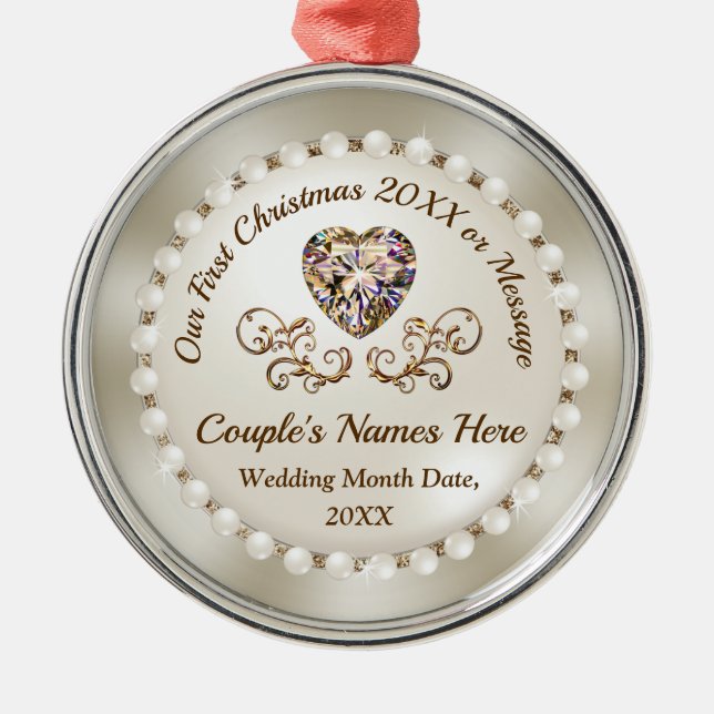 Unser erstes Weihnachtsgeschmuck Personalisiert Ornament Aus Metall (Vorne)