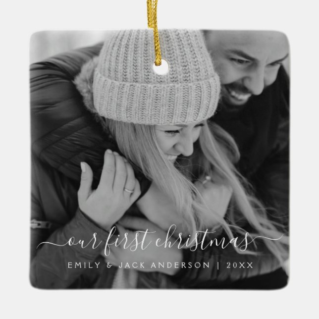 Unser erstes Weihnachtshandbrief-Foto Keramikornament (Vorderseite)
