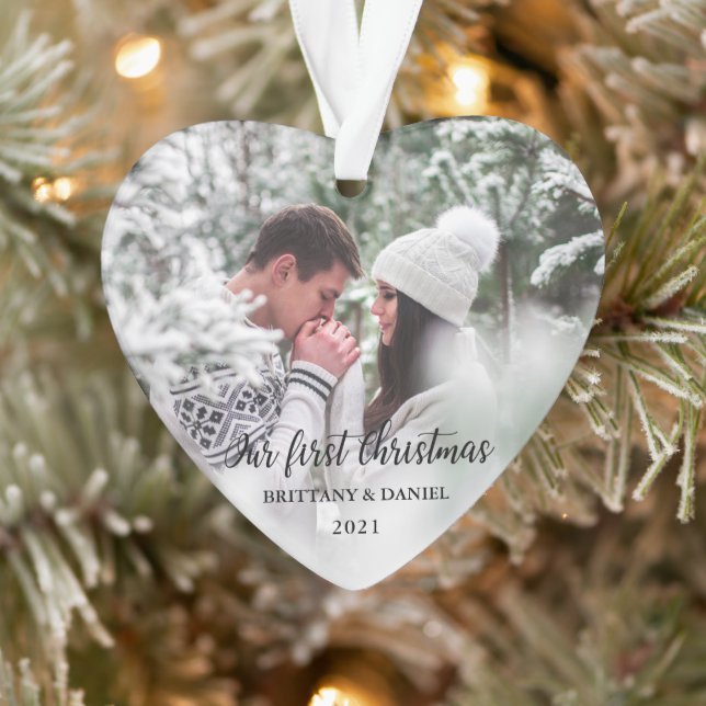 Unser erstes Weihnachtsherz-Foto Ornament (Baum)