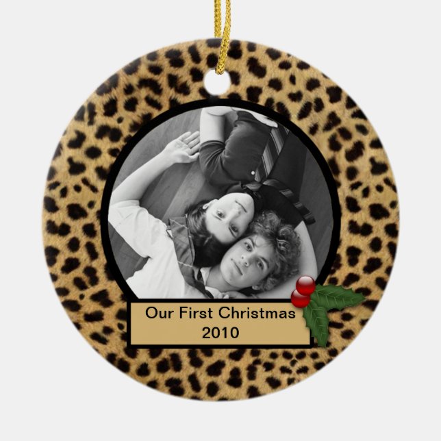 Unser erstes Weihnachtsleopard-Druckwerk Keramikornament (Vorne)