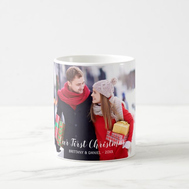 Unser erstes Weihnachtspaar-Foto Kaffeetasse (Mittel)