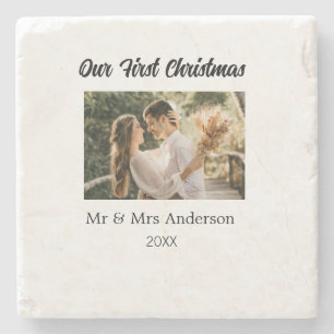 Unser erstes Weihnachtspaar Foto Name Mr. & Mrs. M Steinuntersetzer