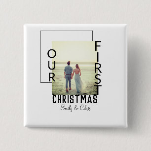 Unser erstes Weihnachtspaar Name Foto minimal Button