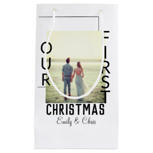 Unser erstes Weihnachtspaar Name Foto minimal Kleine Geschenktüte