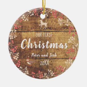 Unser erstes Weihnachtspaar ohne Geschlecht rustik Keramik Ornament