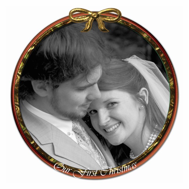 Unser erstes Weihnachtsschmuck Fotoskulptur Ornament (Vorne)