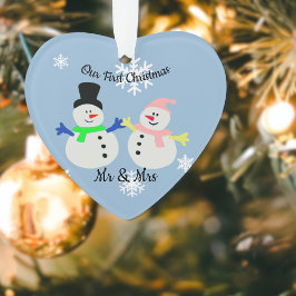 Unser erstes Weihnachtsschnee-Paar Herz-Ornament Ornament