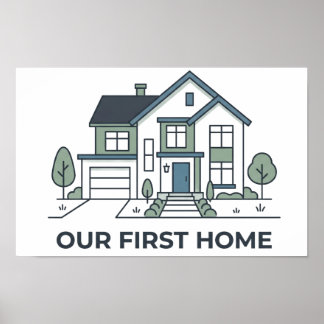 Unser erstes Zuhause - Benutzerdefinierter Adressp Poster