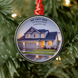 Unser erstes Zuhause-Foto Personalisiert mit Ans Ornament Aus Metall