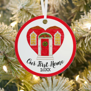 Unser erstes Zuhause Jahr Personalisiert Ornament Aus Metall