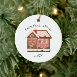 Unser erstes Zuhause Lebkuchenhäuschen Weihnachten Keramik Ornament