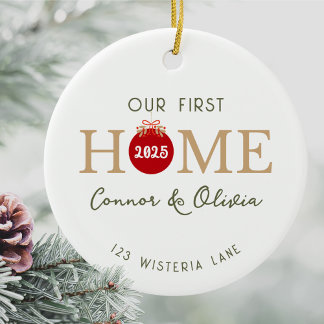 Unser erstes Zuhause Personalisierte Namen Adresse Keramik Ornament