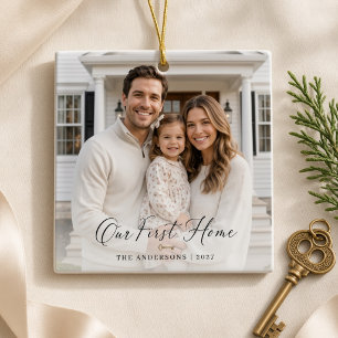 Unser erstes Zuhause Personalisiertes Familienfoto Keramikornament