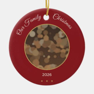 Unser Familien-Weihnachten 2026 roter Foto-Schmuck Keramik Ornament