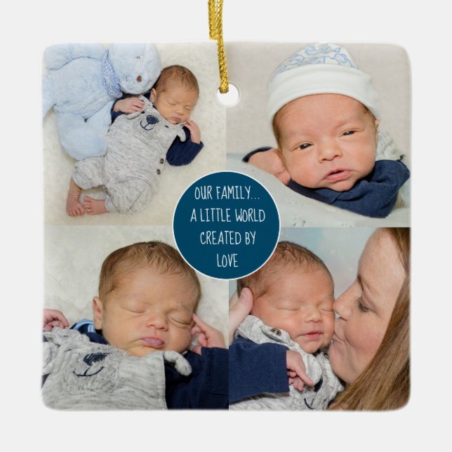 Unser Familienname 5 Foto Keramikornament (Vorderseite)