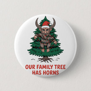 Unser Familienstammbaum hat Hörner Lustiger Krampu Button