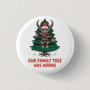 Unser Familienstammbaum hat Hörner Lustiger Krampu Button