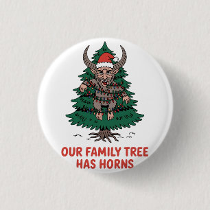 Unser Familienstammbaum hat Hörner Lustiger Krampu Button