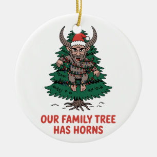 Unser Familienstammbaum hat Hörner Lustiger Krampu Keramik Ornament