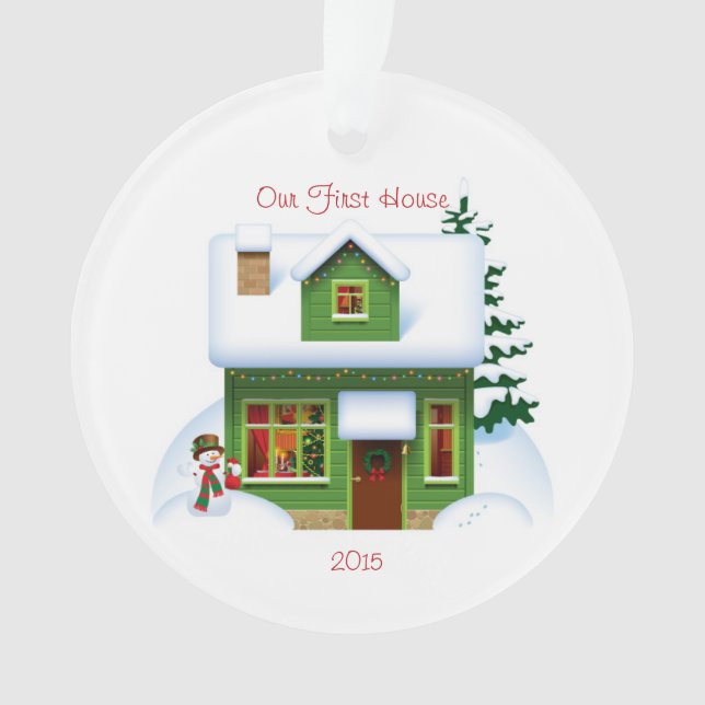 Unser First House Snowman Personalisiertes Ornamen Ornament (Vorderseite)