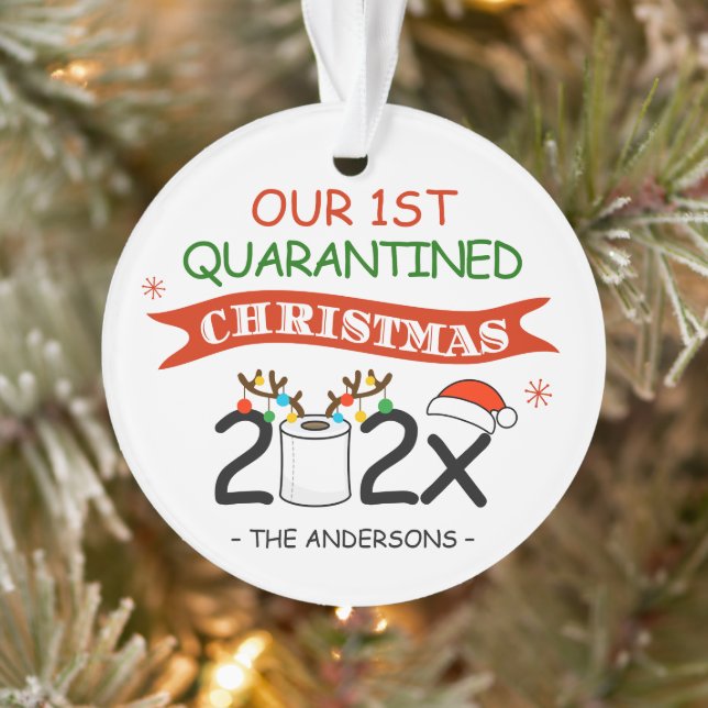 Unser First Quarantäne Weihnachts-Foto Ornament (Baum)