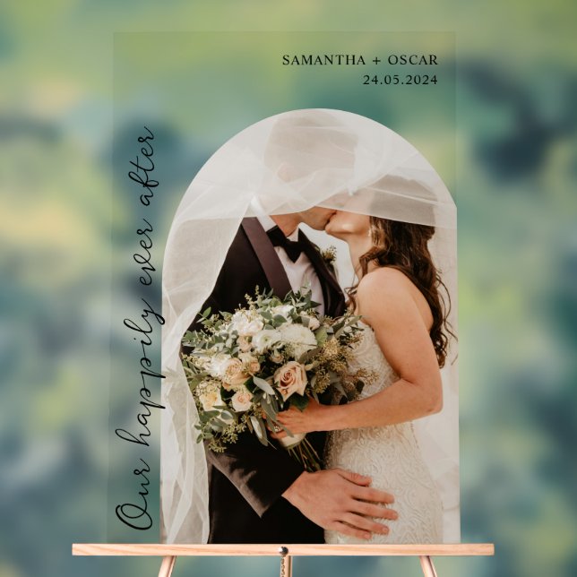 Unser Glück nach Hochzeitfoto Acrylschild (Neutral)