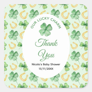 Unser Glücksbringer-St.-Patrick-Baby-Shower Quadratischer Aufkleber