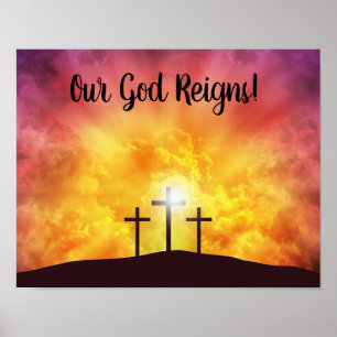 Unser Gott regiert Premium-Canvas-Glossy-Plakat Poster