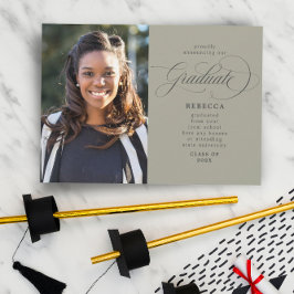 Unser Graduate Classic Script Green Foto Abschluss Ankündigung