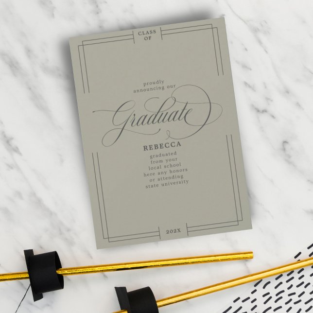 Unser Graduate Classic Script Green Sage Abschluss Ankündigung (Von Creator hochgeladen)