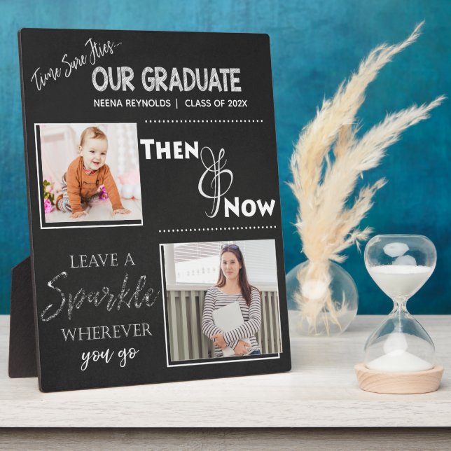 Unser Graduate Then & Now 2024 Abschluss Foto Fotoplatte (Seite)