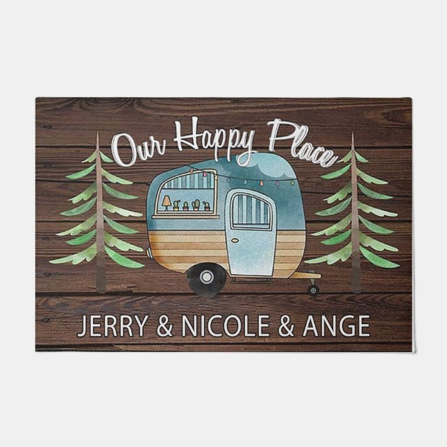 Unser Happy Camping Place Rug, Camper Gift Doormat Fußmatte (Vorderseite)