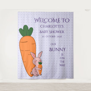 Unser Häschen ist auf dem Weg Baby Shower Hintergr Wandteppich