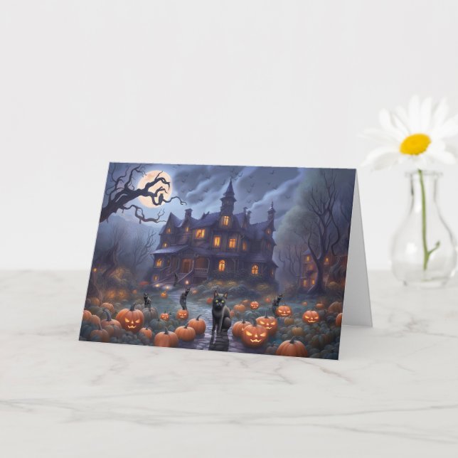 Unser Haus zu Ihrem Spuk Haus Halloween Karte (Kleine Pflanze)