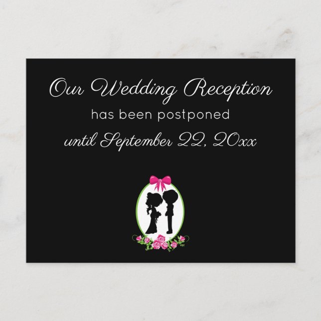 Unser Hochzeitsempfang Niedliches Paar Postkarte (Vorderseite)