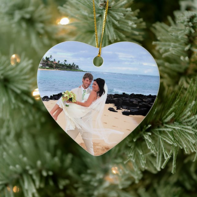 Unser Hochzeitsrosa Damaskus Wirbel Foto Ornament (Baum)