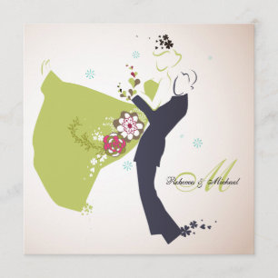 Unser Hochzeitstag - Braut und Raum mit Monogramm Einladung