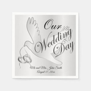 Unser Hochzeitstag - Hochzeitsdohlen Serviette