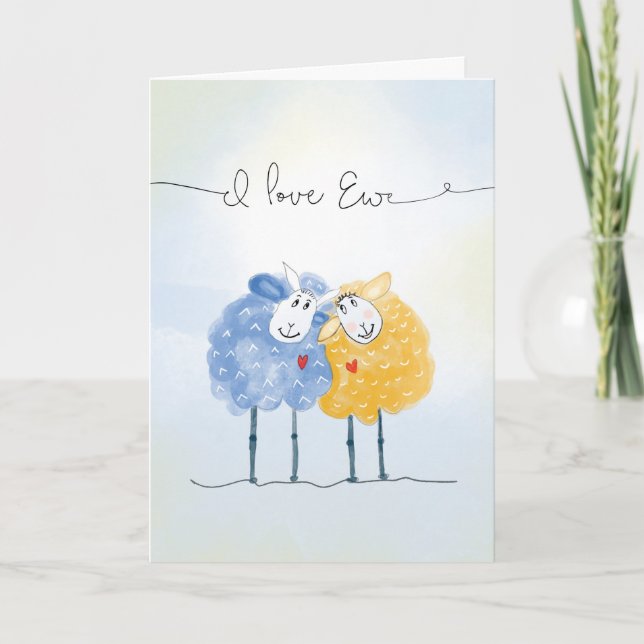Unser Hochzeitstag, zwei Niedliche Hand gezogen Sc Karte (Vorderseite)