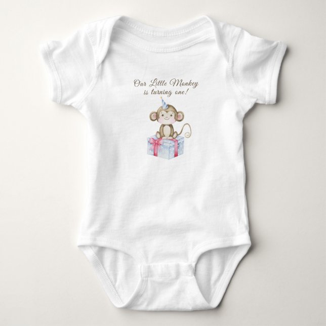 Unser kleiner Affe wird ein Jahr alt  Baby Strampler (Vorderseite)