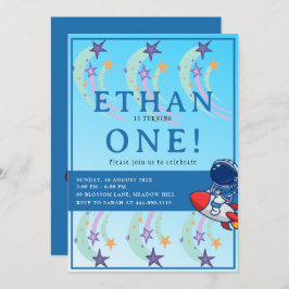 Unser kleiner Astronaut wird eins! Space Birthday Einladung