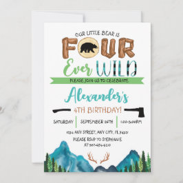 Unser kleiner Bär ist vier Wild Forever Geburtstag Einladung