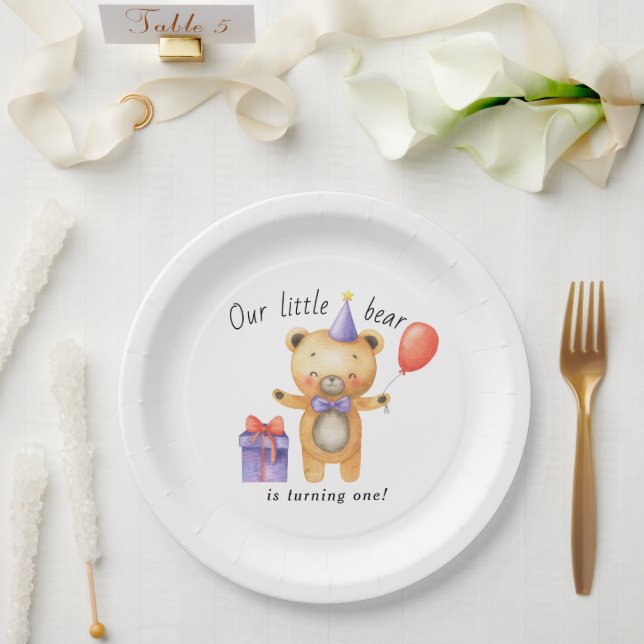 Unser kleiner Bär verwandelt einen Kindergeburtsta Pappteller (Hochzeit)