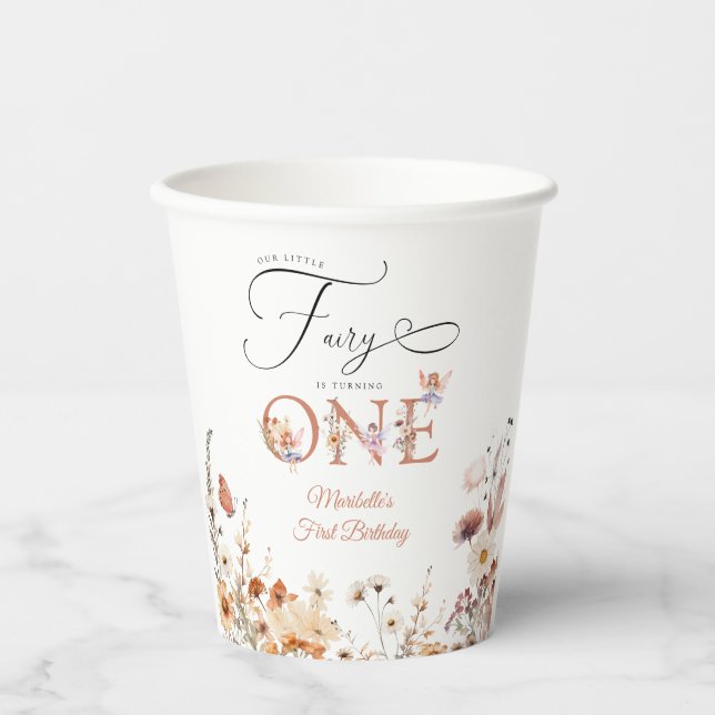 Unser kleiner Blumengarten Erster Geburtstag Pappbecher (Vorderseite)