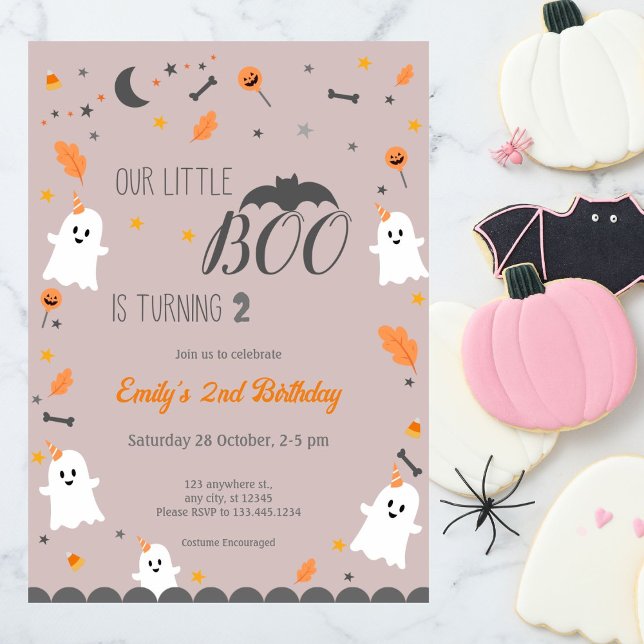 Unser kleiner Boo dreht sich, Halloween zum Geburt Einladung (Von Creator hochgeladen)