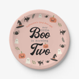 Unser kleiner Boo dreht zwei Halloween, den 2. Geb Pappteller