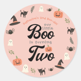 Unser kleiner Boo dreht zwei Halloween, den 2. Geb Runder Aufkleber